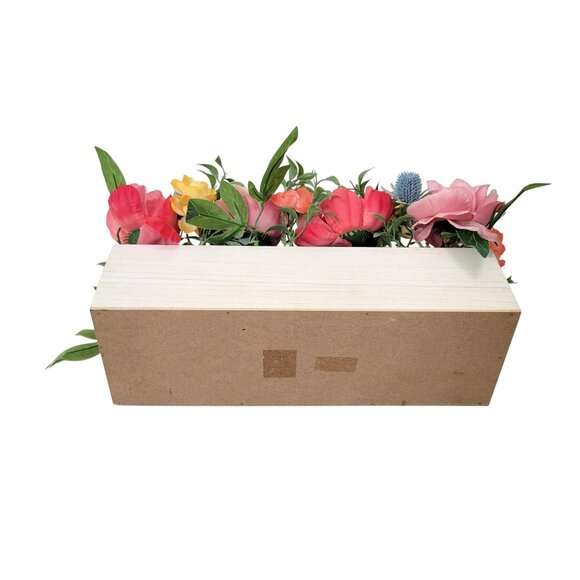 Floral Centerpiece With Glass Candle Holders In Wooden Box Centerpiece - Picture 6 of 7